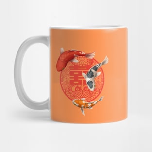Double Happiness Koi Fish Orange with Red Symbol - Hong Kong Retro Mug